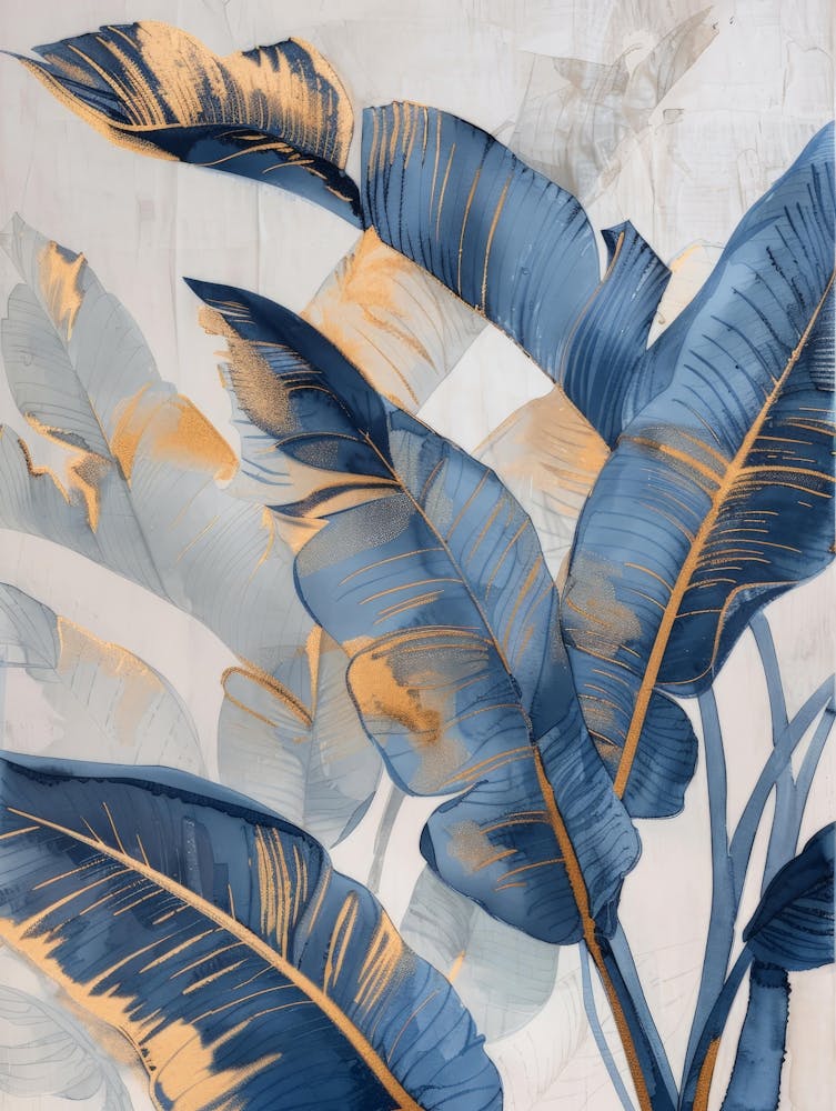 Blue And Gold Banana Leaves