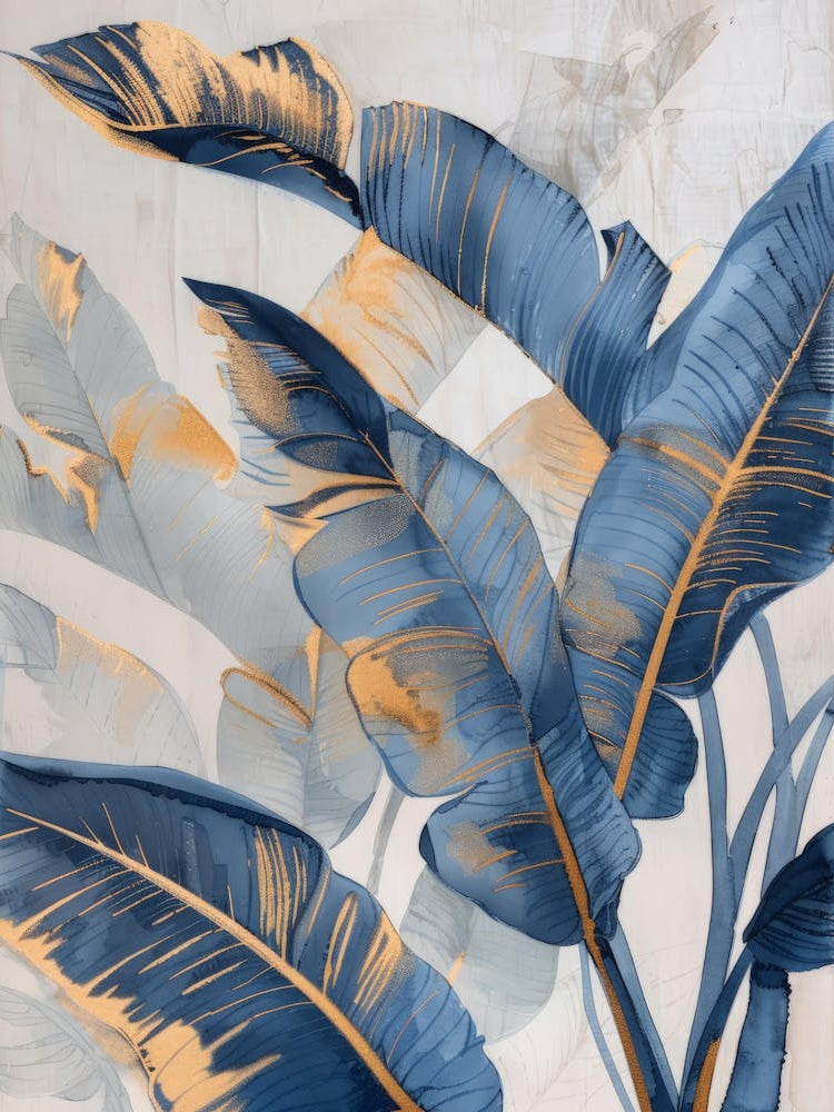 Blue And Gold Banana Leaves