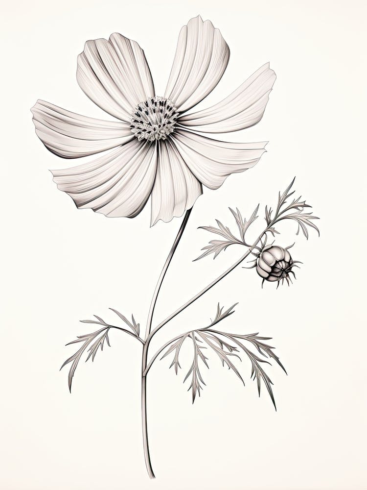 Cosmos Flower Vintage Botanical 0