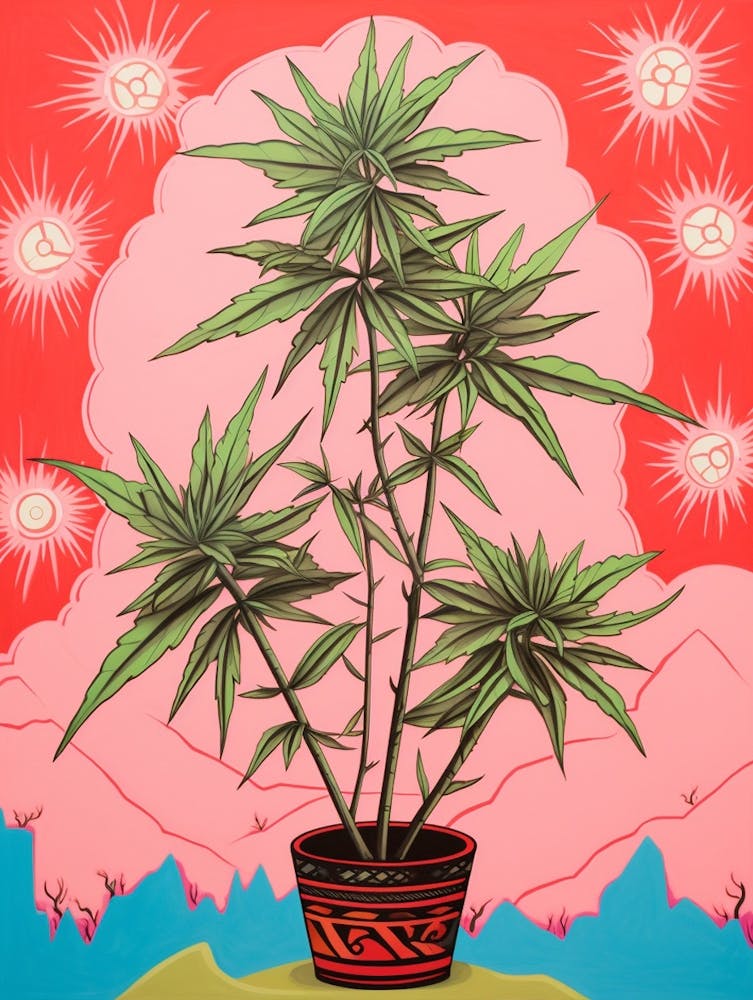 Pink And Red Plant Illustration Dracaena 1