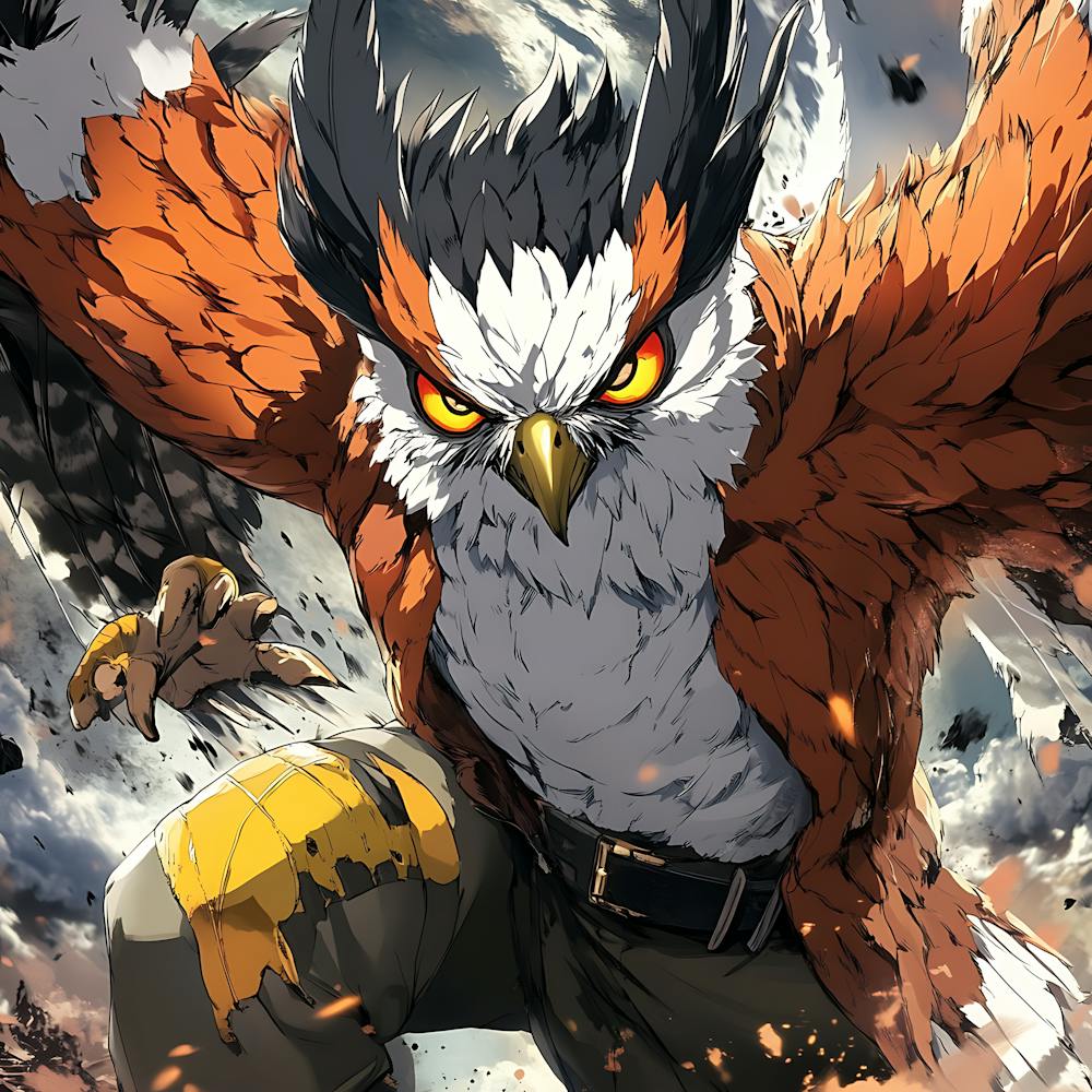 Aggressive Anime Owl Artwork Painting 3