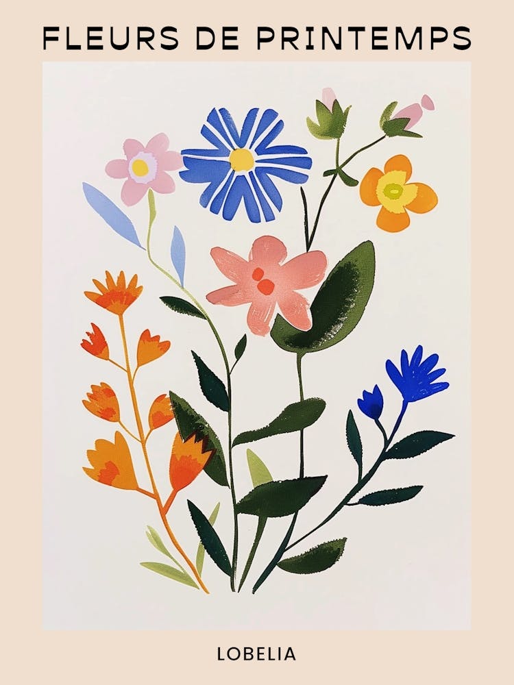 Spring Floral French Poster  Lobelia 3