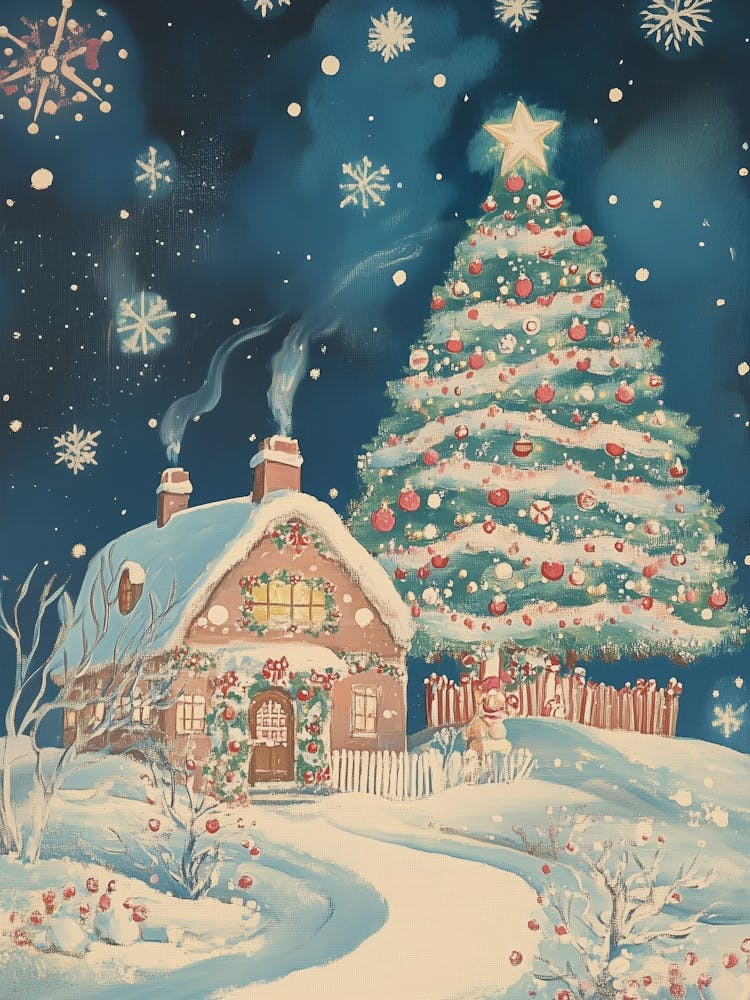 Snow Christmas Tree Gingerbread House