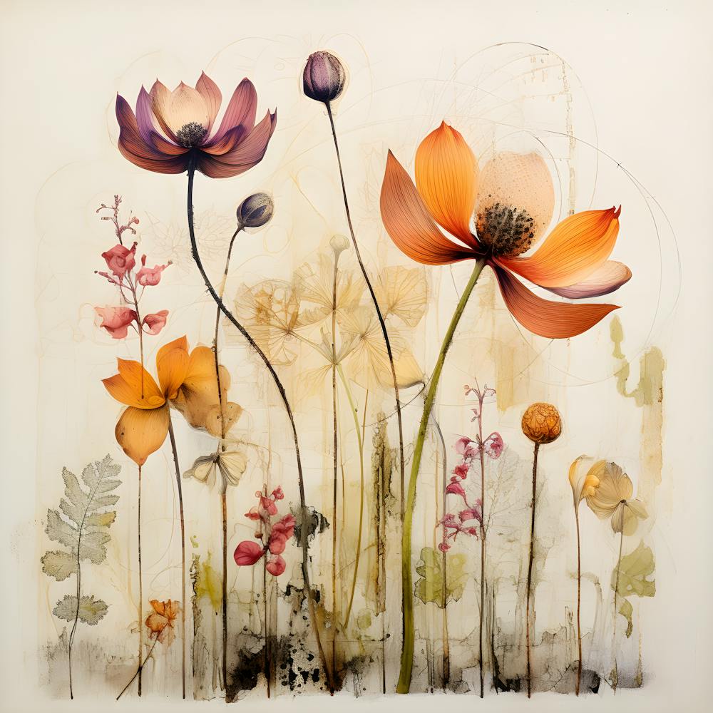 Vintage Botanical Elegant Floral Wall Decor Delicate Wildflower Illustration Nature Inspired Artwork Rustic Flower Poster