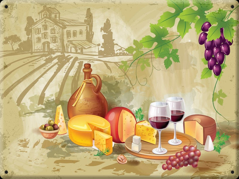 Wine And Cheese — wine poster, kitchen poster, wine print