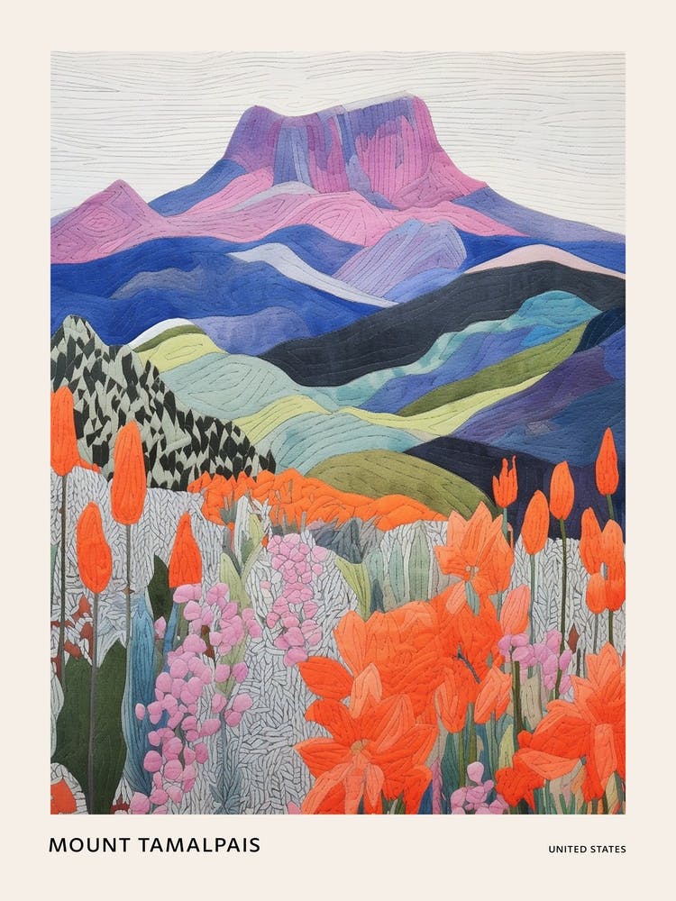 Mount Tamalpais United States 2 Colourful Mountain Illustration Poster