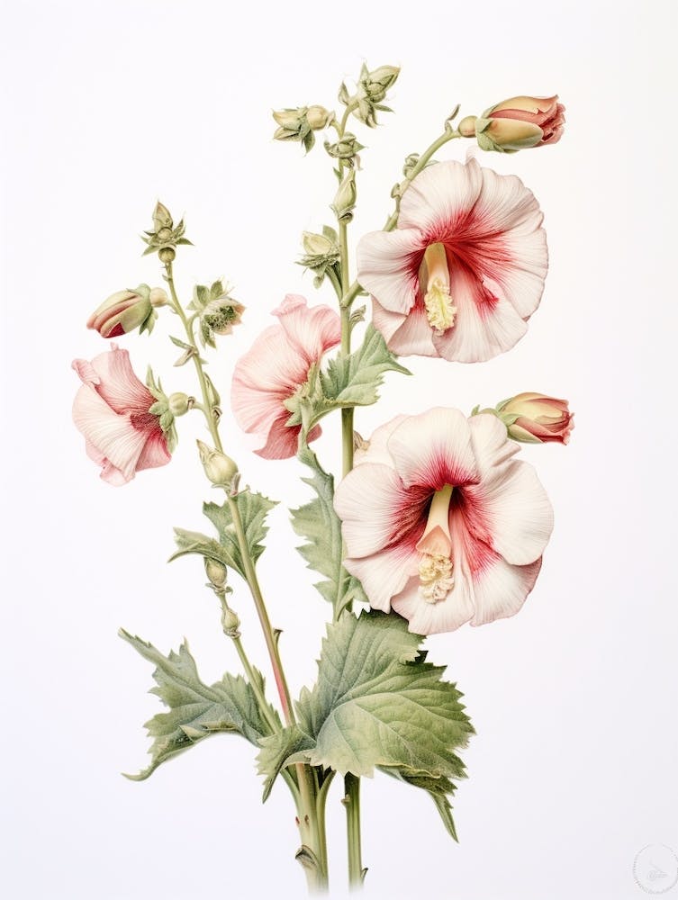 Pressed Flower Botanical Art Hollyhock 3