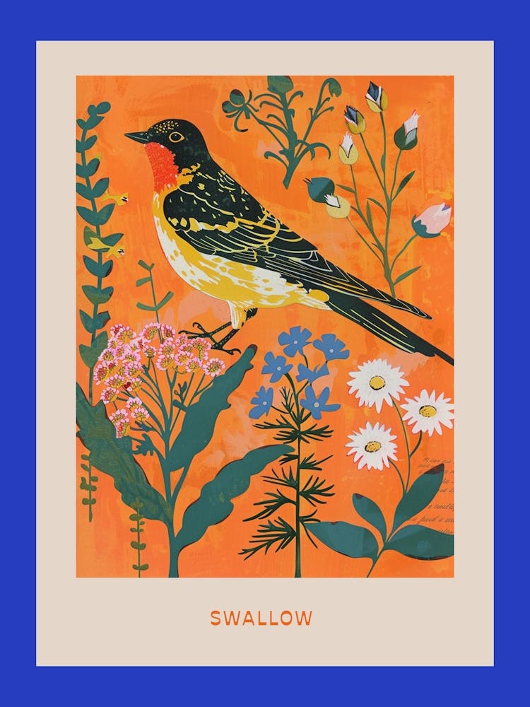 Affiche d'oiseaux de printemps Hirondelle 5