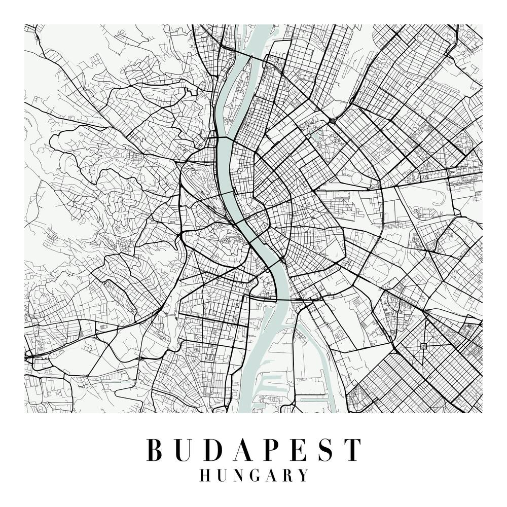 Budapest Hungary Street Map Minimal Color Square