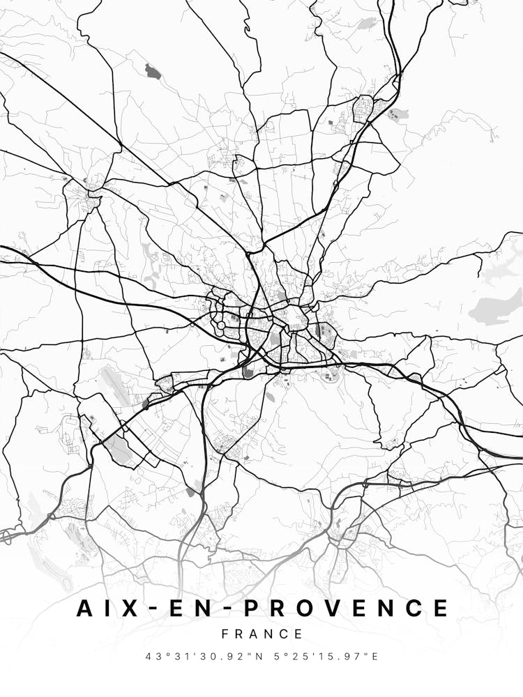 Aix En Provence France White Map