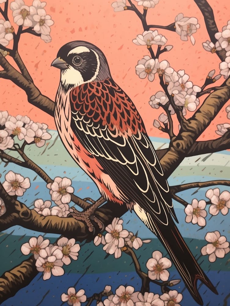 Art Nouveau Birds Poster American Kestrel 3