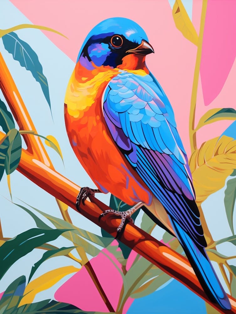 Peinture d'Oiseau Colorée Hirondelle Rustique 4