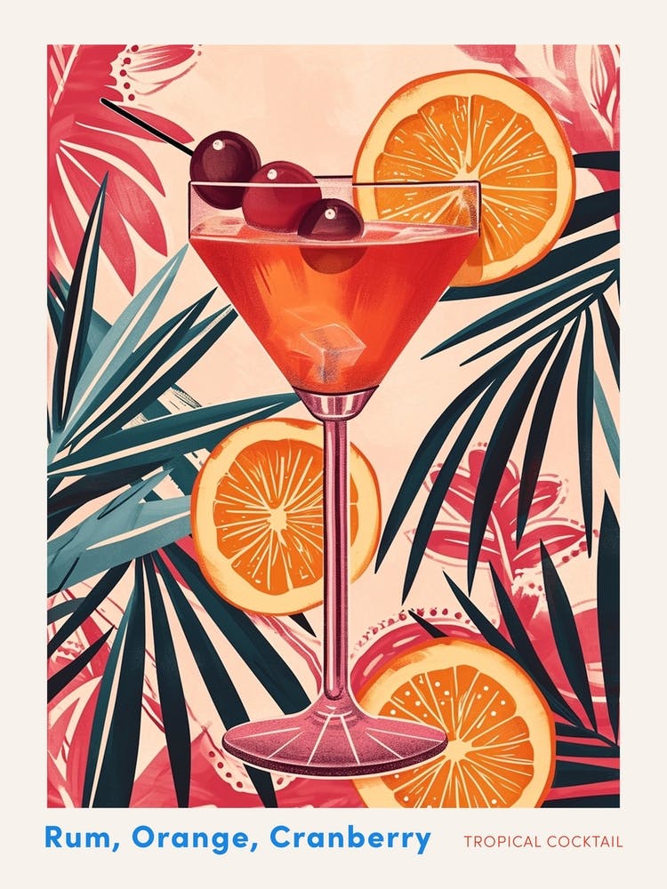 Art Deco Tropical Background Cocktail 2 Poster