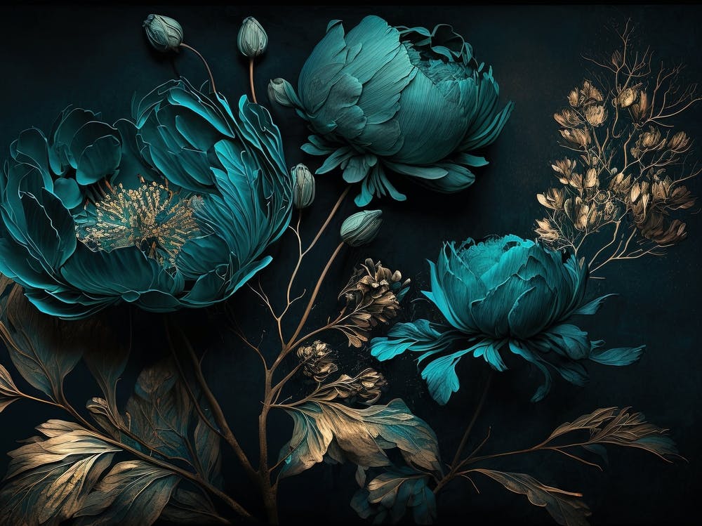 Blue Peonies Elegant