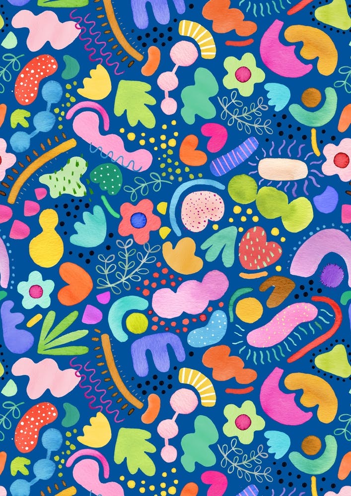 Playful Abstract Cobalt Blue