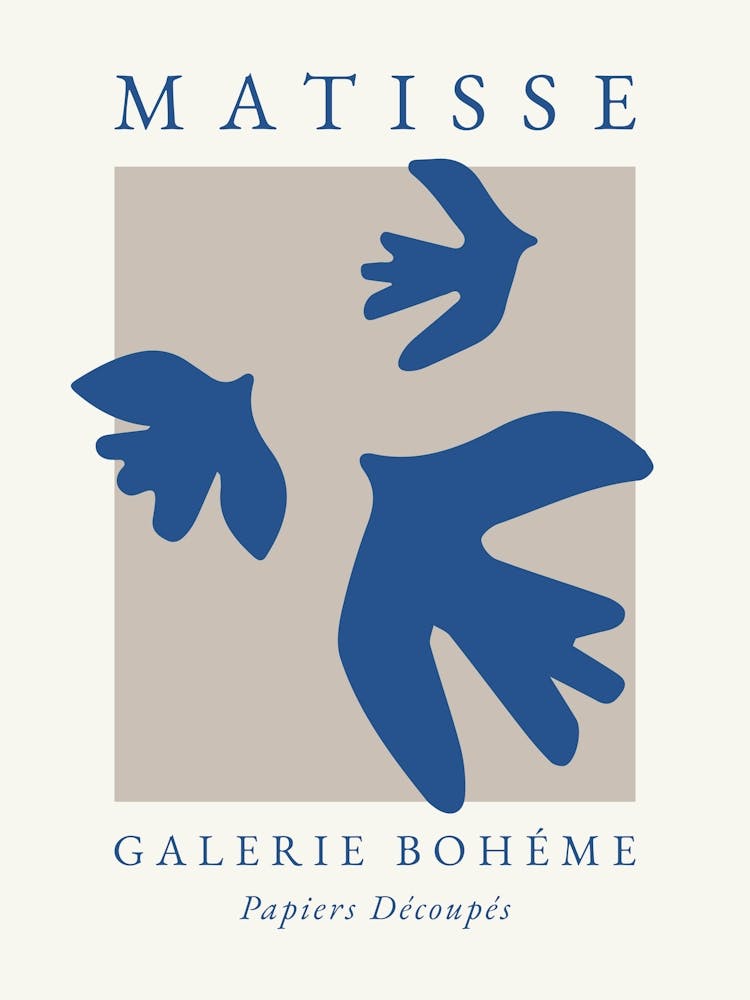 Abstract Birds Blue Matisse Print