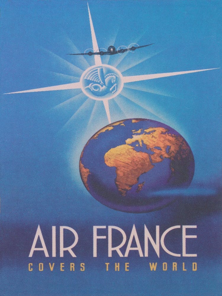 Airline Travels The World, Vintage Travel Poster