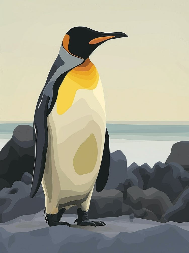 King Penguin Deception Island Minimalist Illustration 1