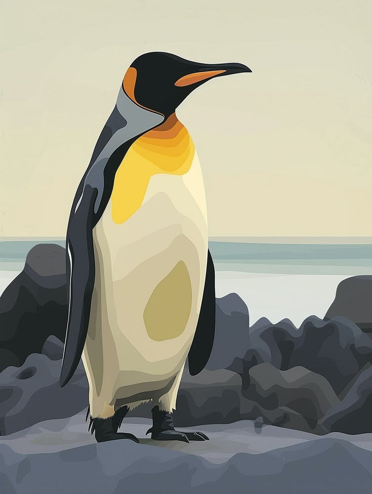 King Penguin Deception Island Minimalist Illustration 1