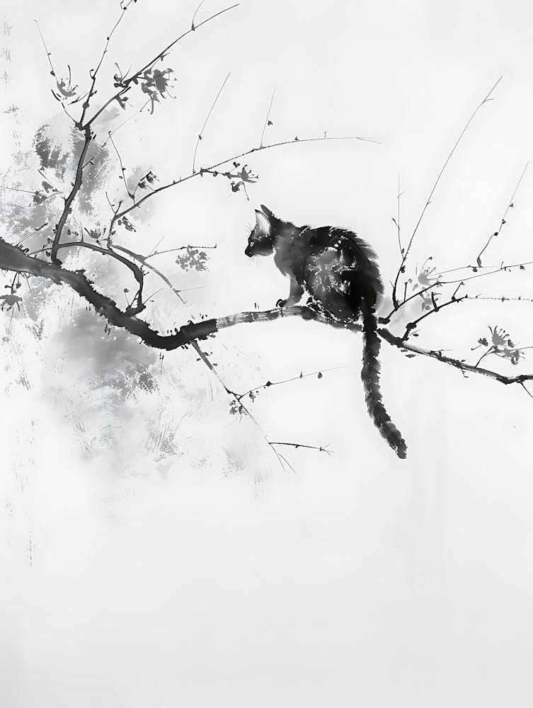Cat On A Tree Branch