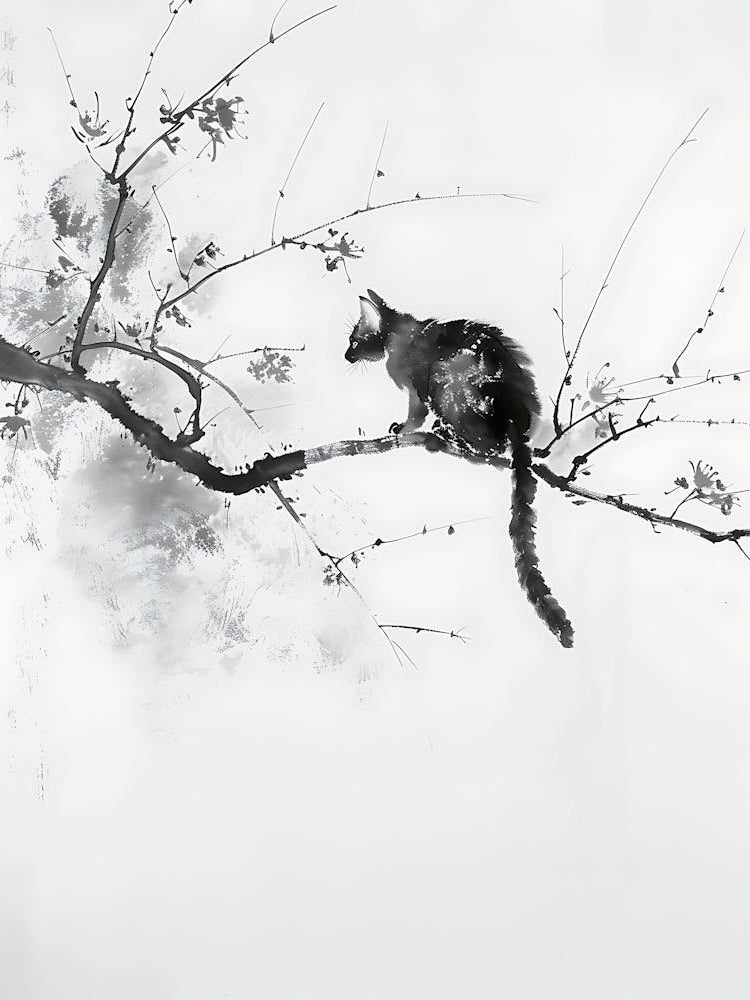 Cat On A Tree Branch