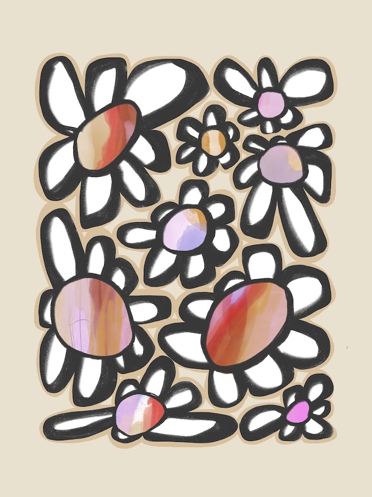 Bold Flowers Red Pink