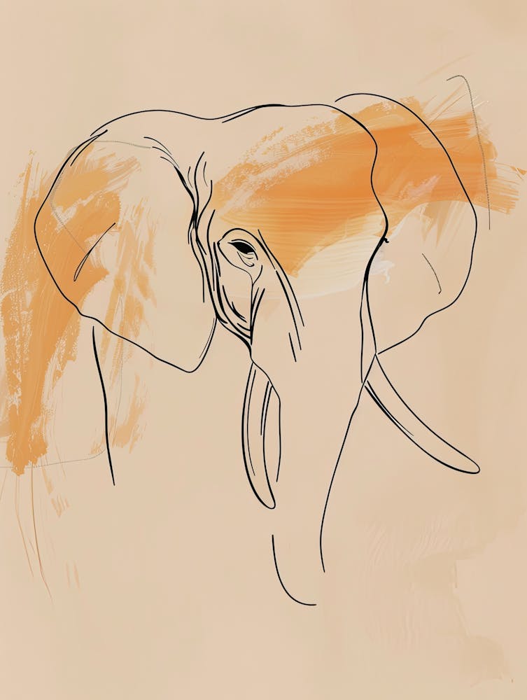 Elephant Head - Boho, Line Art