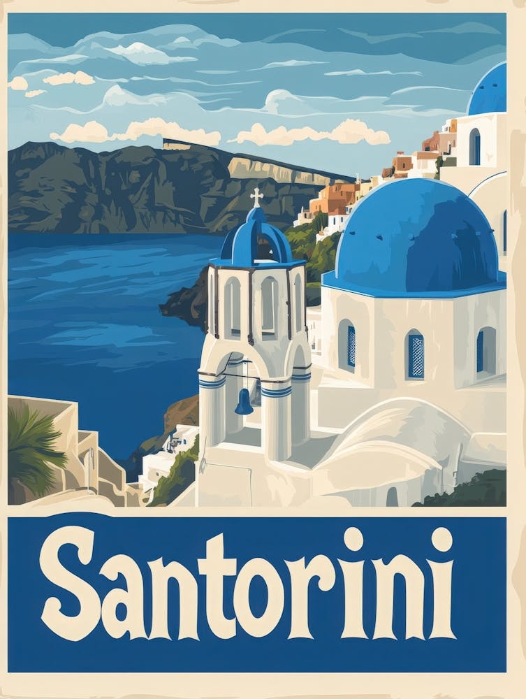 Aihrgdesign A Vintage Travel Poster Of Santorini Featuring Th 5211b55a A240 4143 89bb A06c7fde7aa2 1