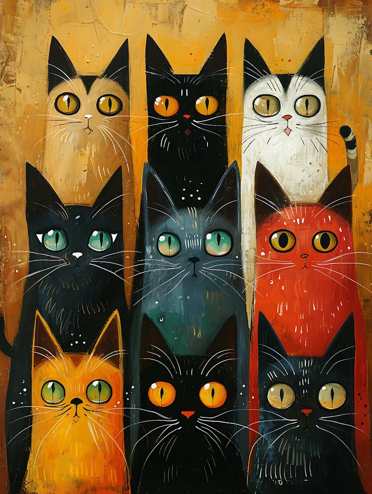 Chats Fantaisistes Peinture Magnifique 2