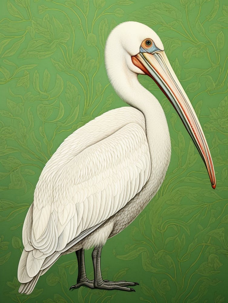 Ohara Koson Inspired Bird Painting Pelican 4