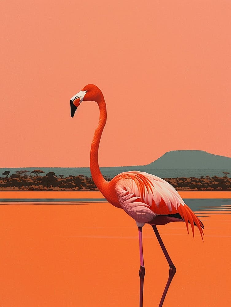 Greater Flamingo Lake Manyara Tanzania Tropical Illustration 5