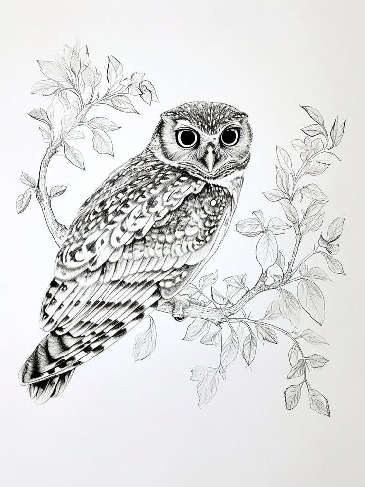 Burmese Fish Owl Drawing 1