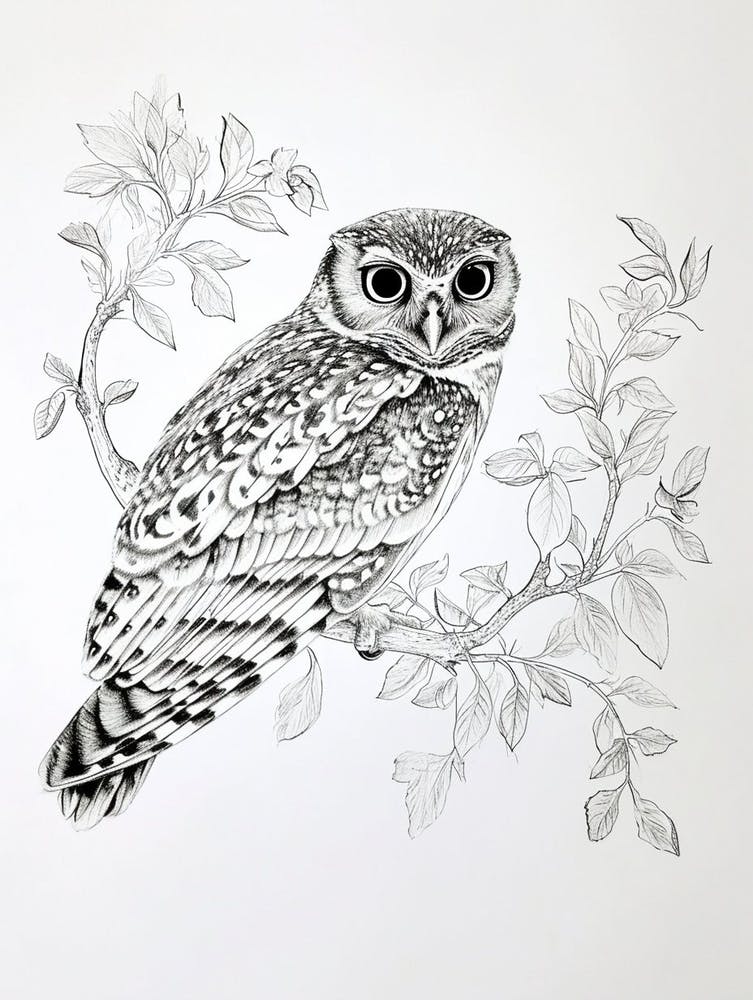 Burmese Fish Owl Drawing 1