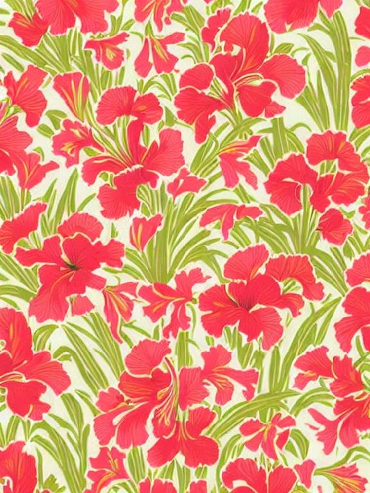 Gladiolus Floral Print Warm Tones2 Flower
