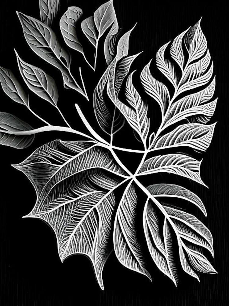 Camphor Leaf Linocut 2