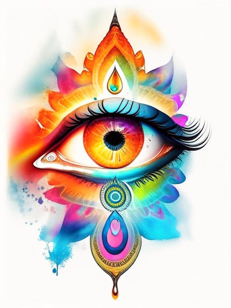 Om Aum, Symbol, Third Eye Watercolour 1