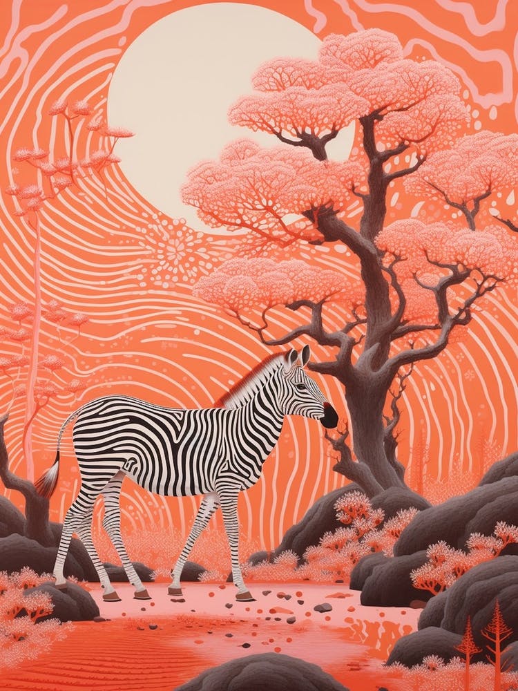 Zebra mit den Bäumen Pink 2