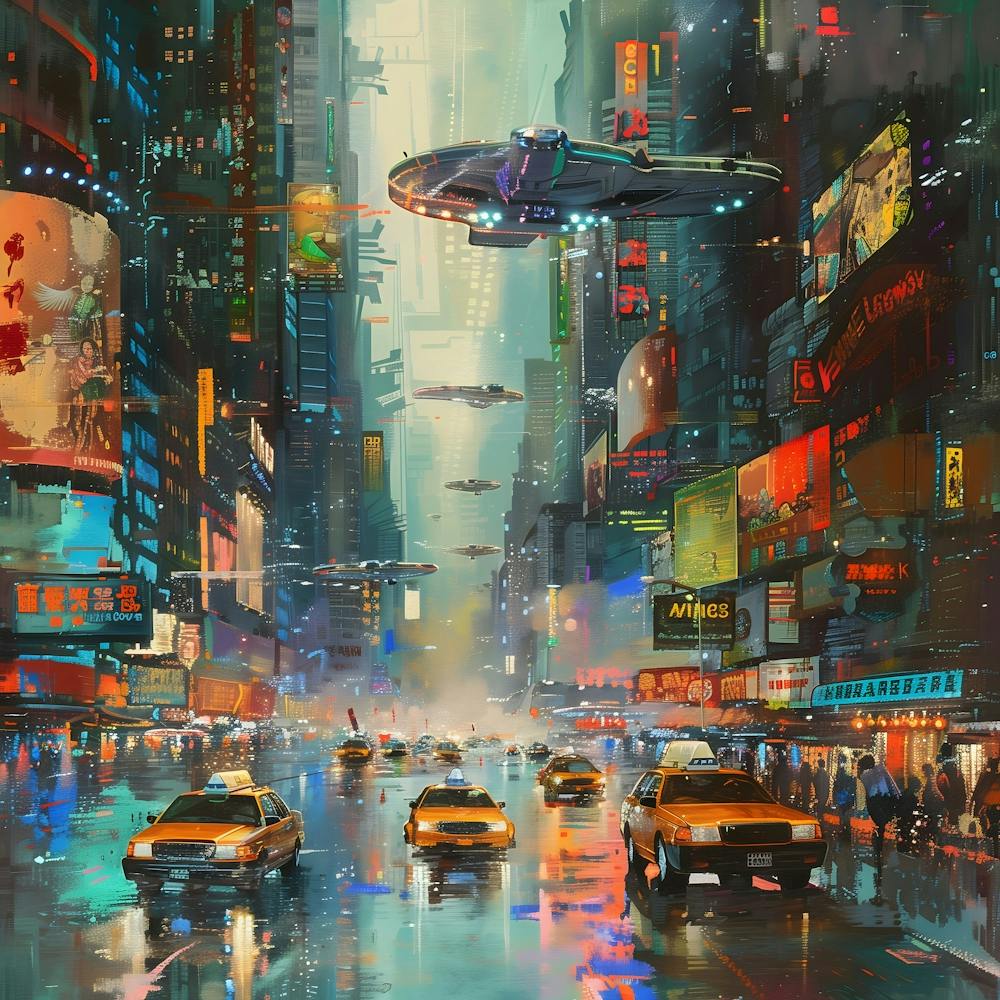 New York Futuristic City, Impressionism and Realism