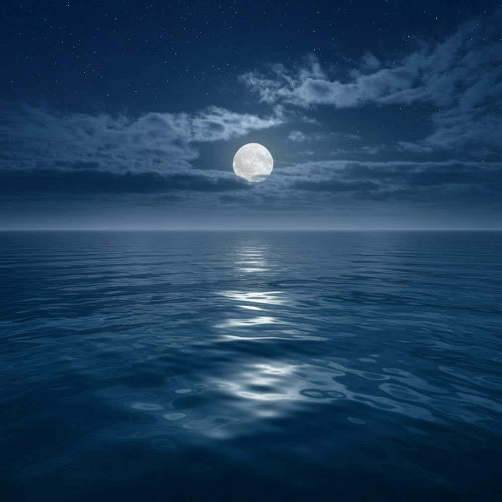 Full Moon Over The Ocean