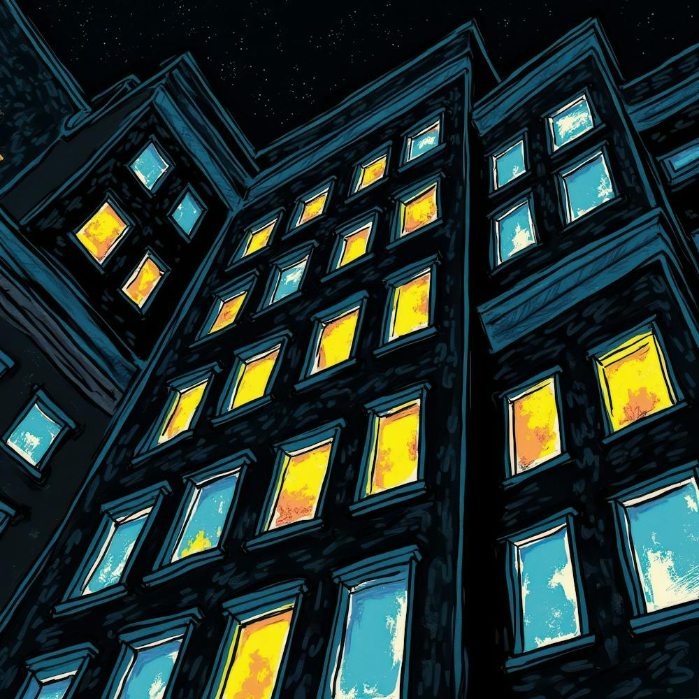 Illustration Of A Building At Night