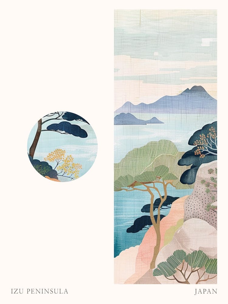 Izu Peninsula Japan 2 Cut Out Travel Poster