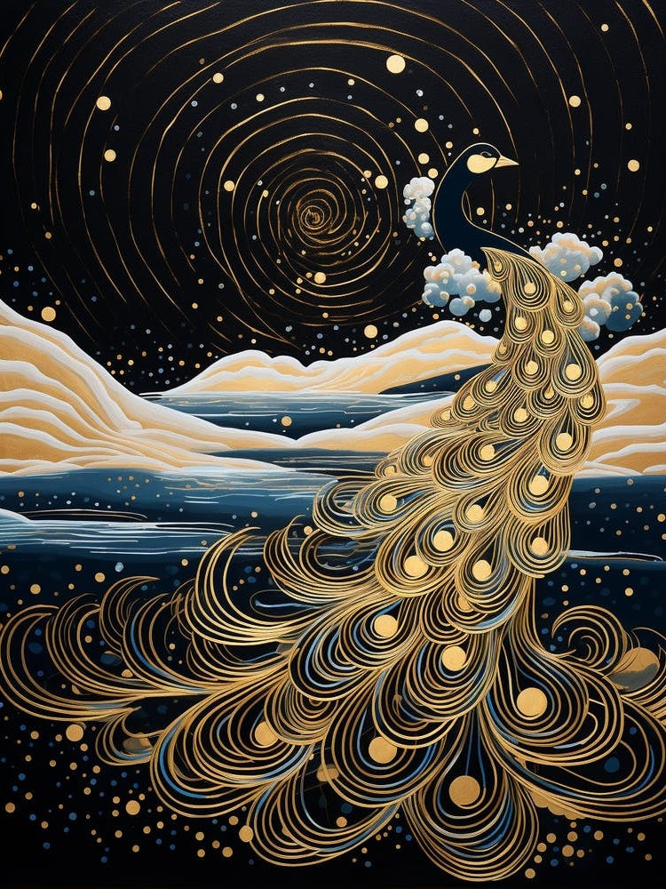 Peacock 1 Gold Detail Painting