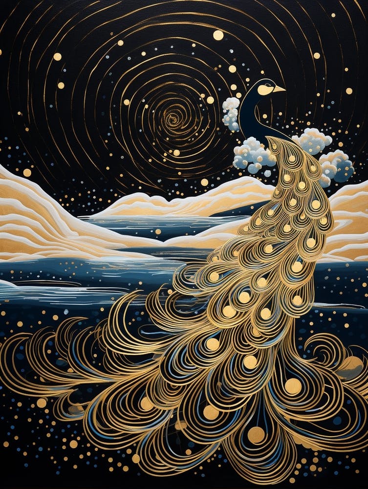 Peacock 1 Gold Detail Painting