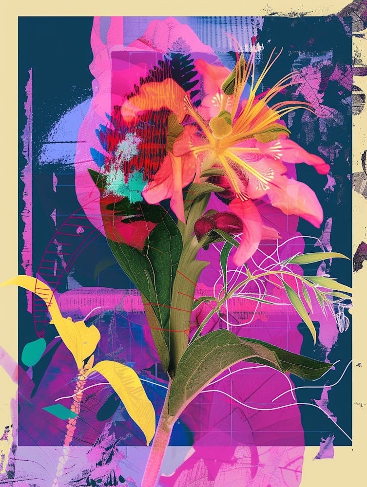 Lobelia 2 Neon Flower Collage