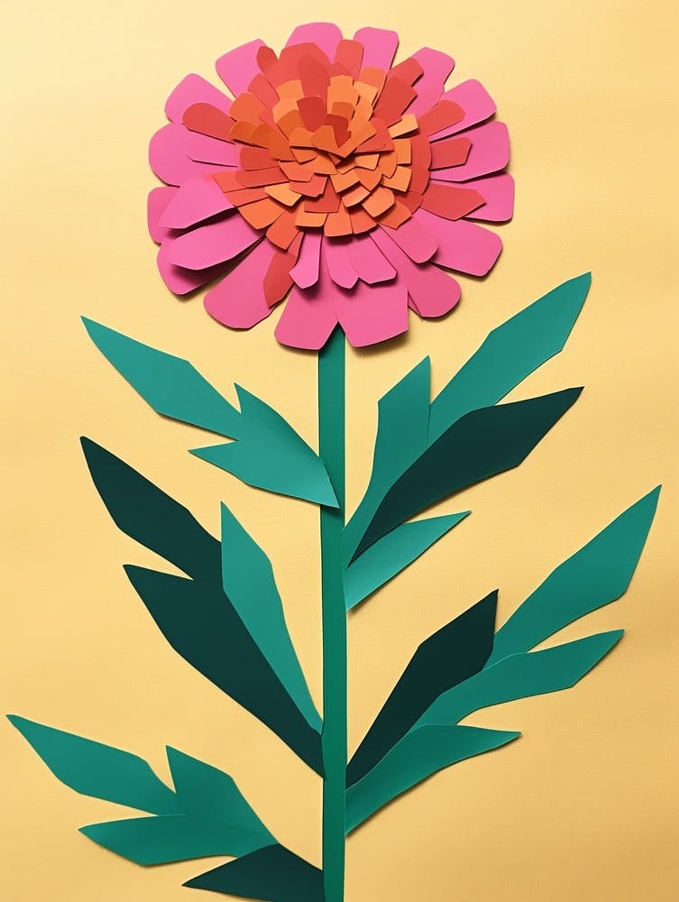 Cut Out Style Flower Art Marigold 1