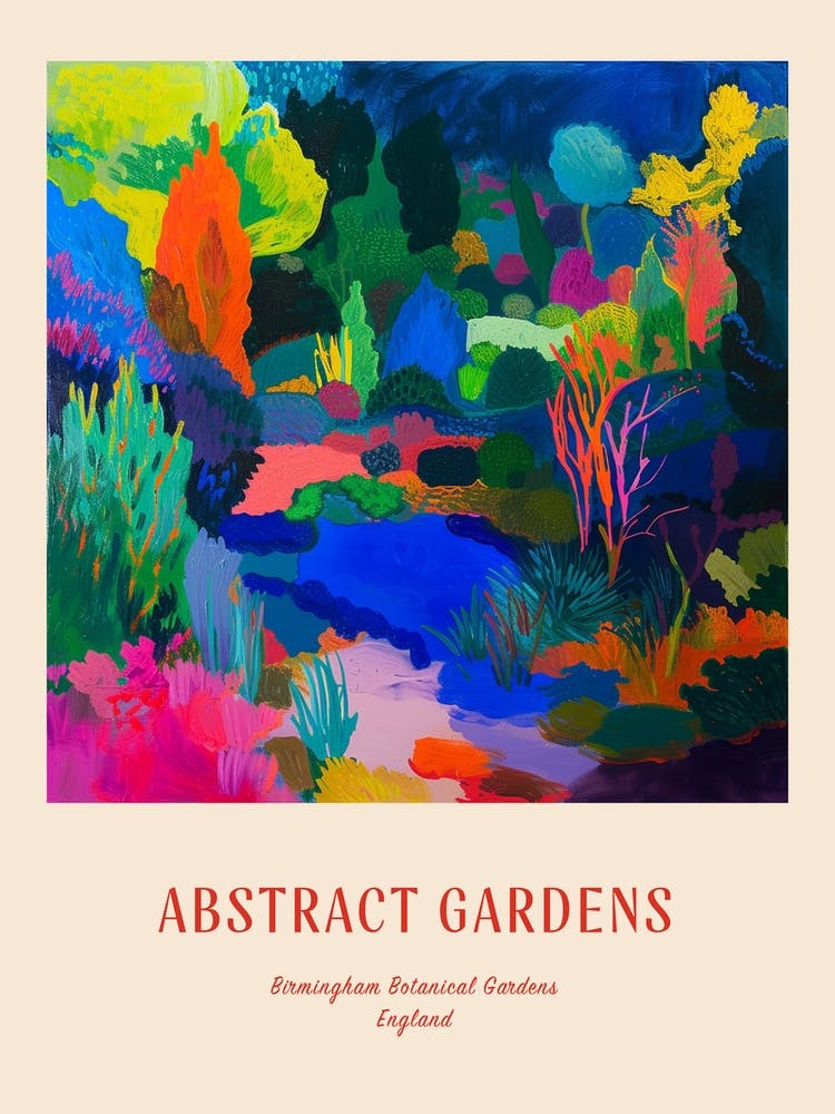Farbenfrohe Gärten Birmingham Botanical Gardens 1 Rotes Poster