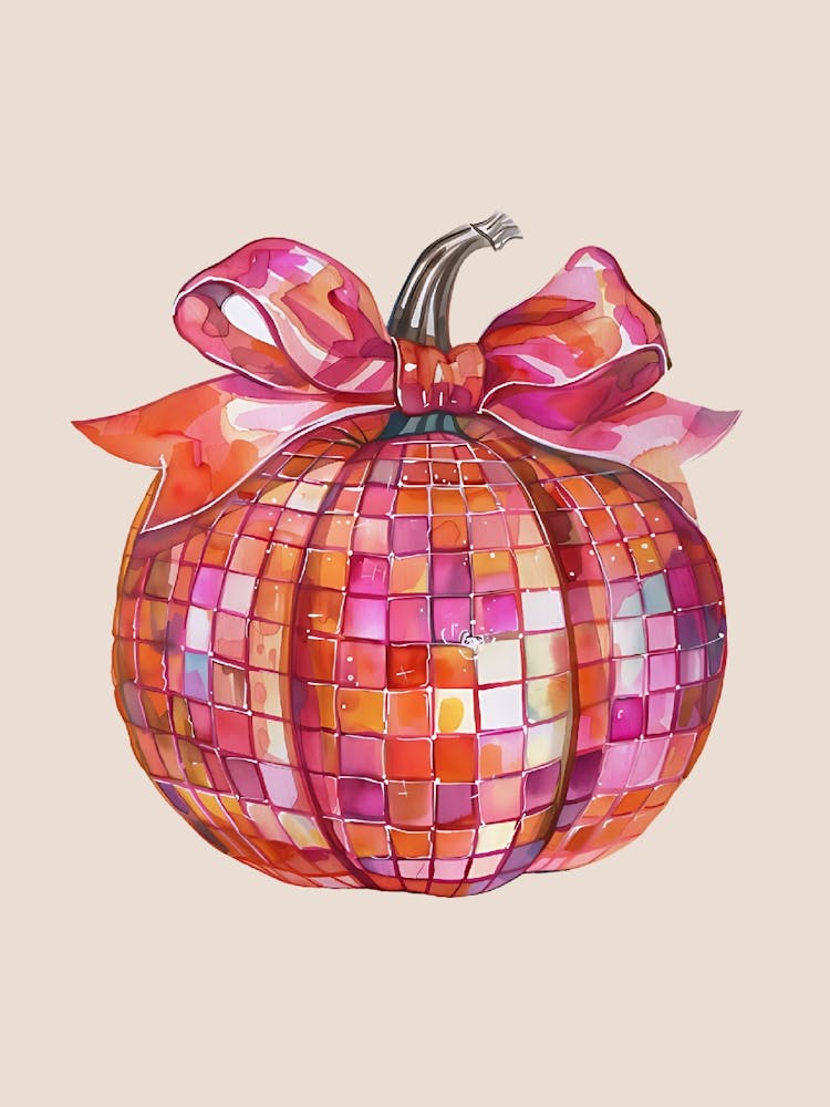 Coquette Bow Disco Pumpkin – Trendy Aesthetic Fall Decor With A Chic Twist 3