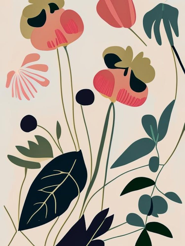 Wild Strawberry Wildflower Modern Muted Colours 2