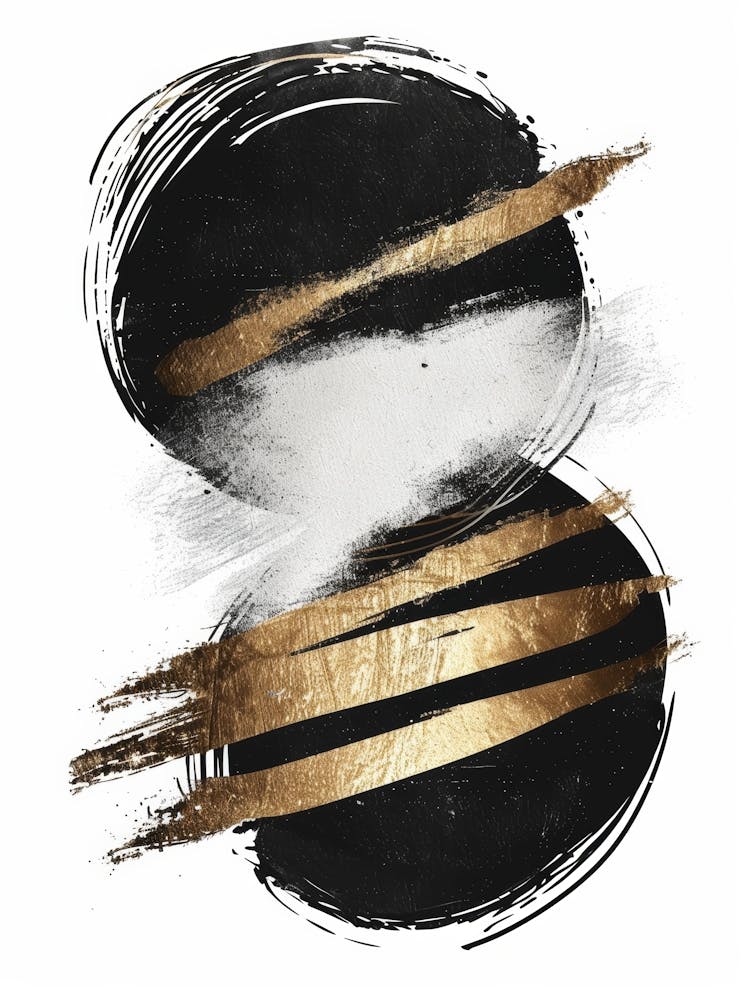 Gold And Black Abstract Painting 111