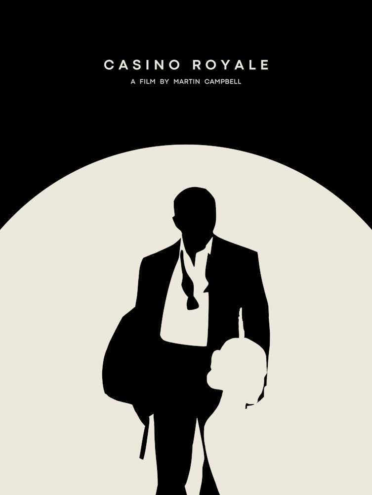 Casino Royale - Affiche minimaliste Casino Royale - James Bond Daniel Craig - Art cinématographique